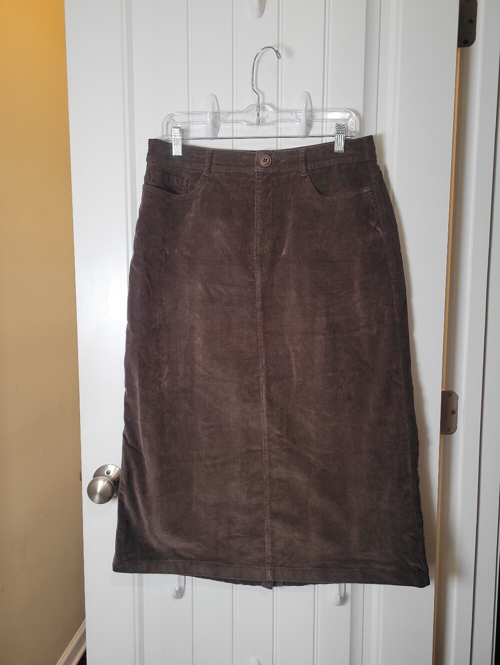 Croft and Barrow classic Brown Corduroy Midi Skirt - Women